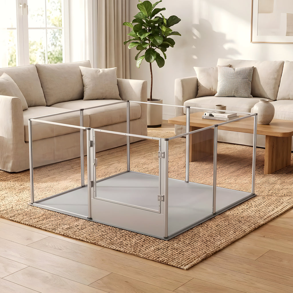 Parc transparent 120 x 120 cm pour chiot et petit chien