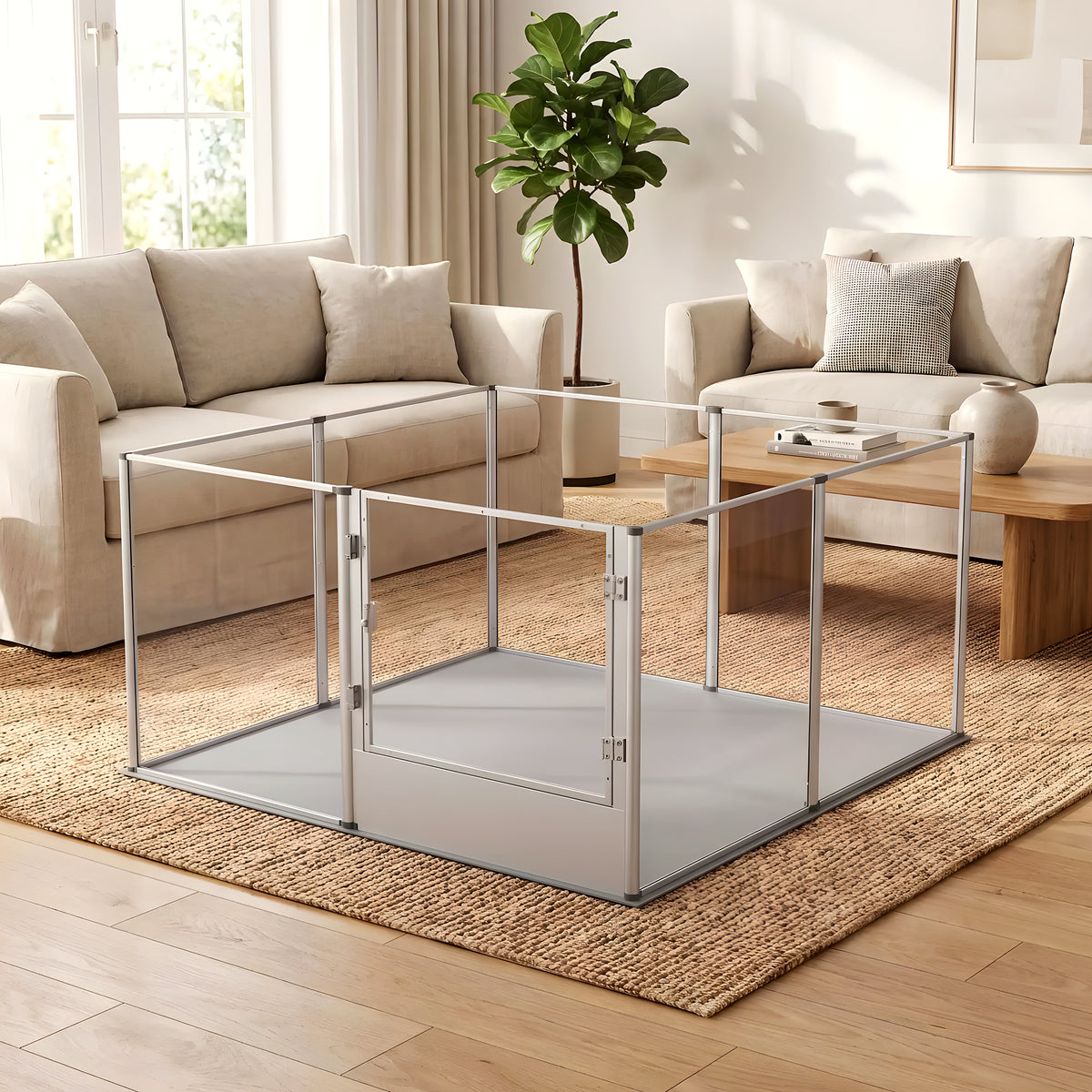Parc transparent 120 x 120 cm pour chiot et petit chien