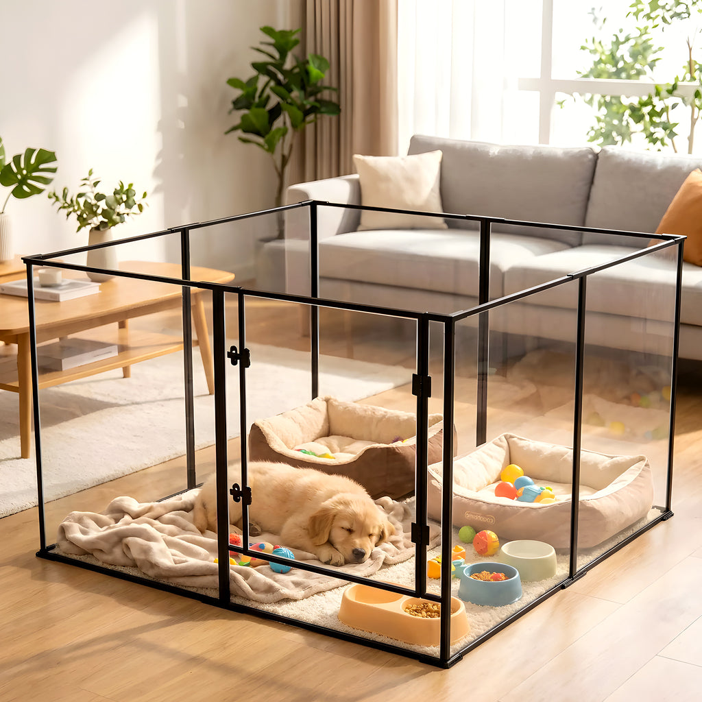 Parc transparent noir 122 x 122 cm, 2 hauteurs