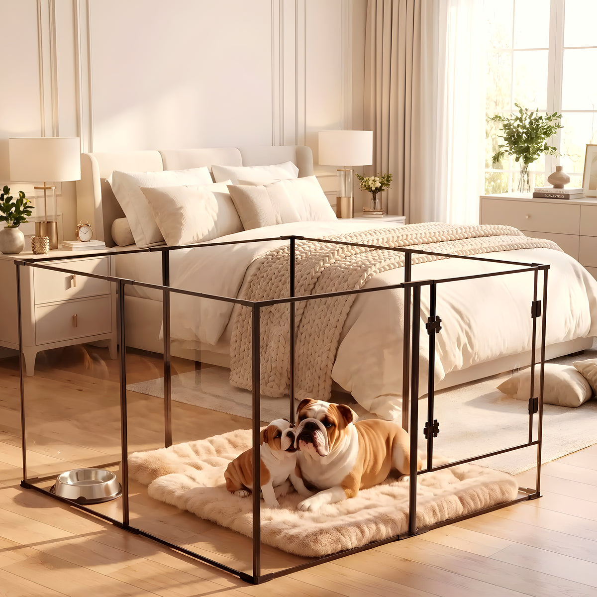 Parc transparent noir 122 x 122 cm, 2 hauteurs