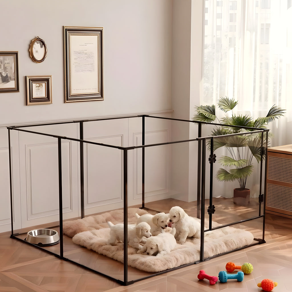 Parc transparent noir 122 x 122 cm, 2 hauteurs