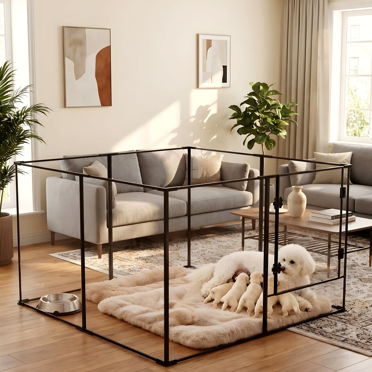 Parc transparent noir 122 x 122 cm, 2 hauteurs