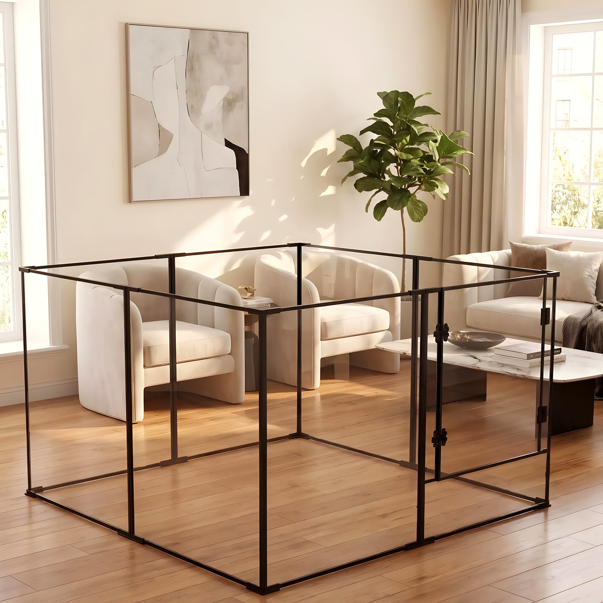 Parc transparent noir 122 x 122 cm, 2 hauteurs