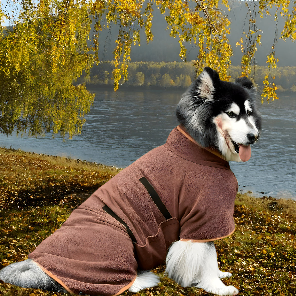 Peignoir microfibre à scratch pour chien, 4 tailles