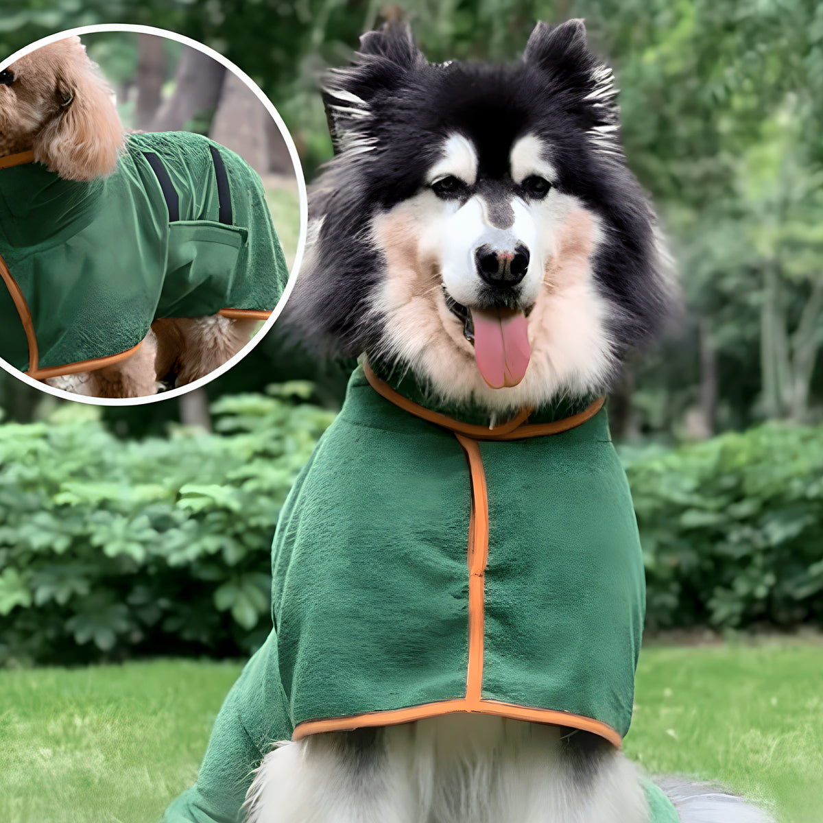 Peignoir microfibre à scratch pour chien, 4 tailles