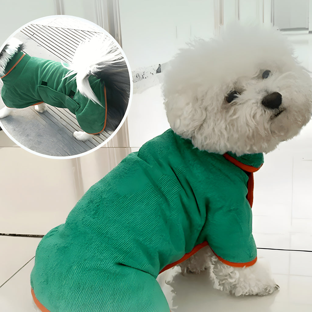 Peignoir microfibre à scratch pour chien, 4 tailles