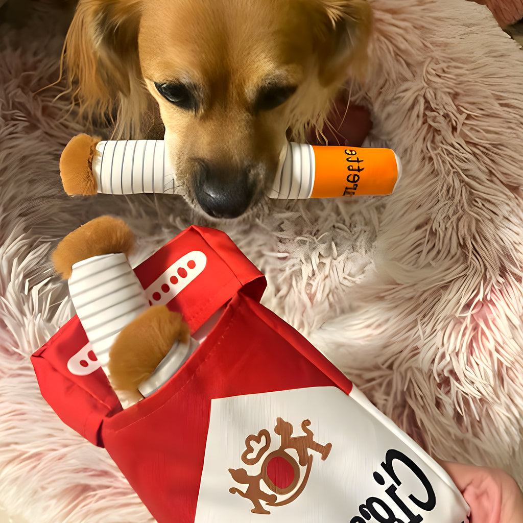 Peluche cigarette qui couine pour chien, à l'unité ou par 3