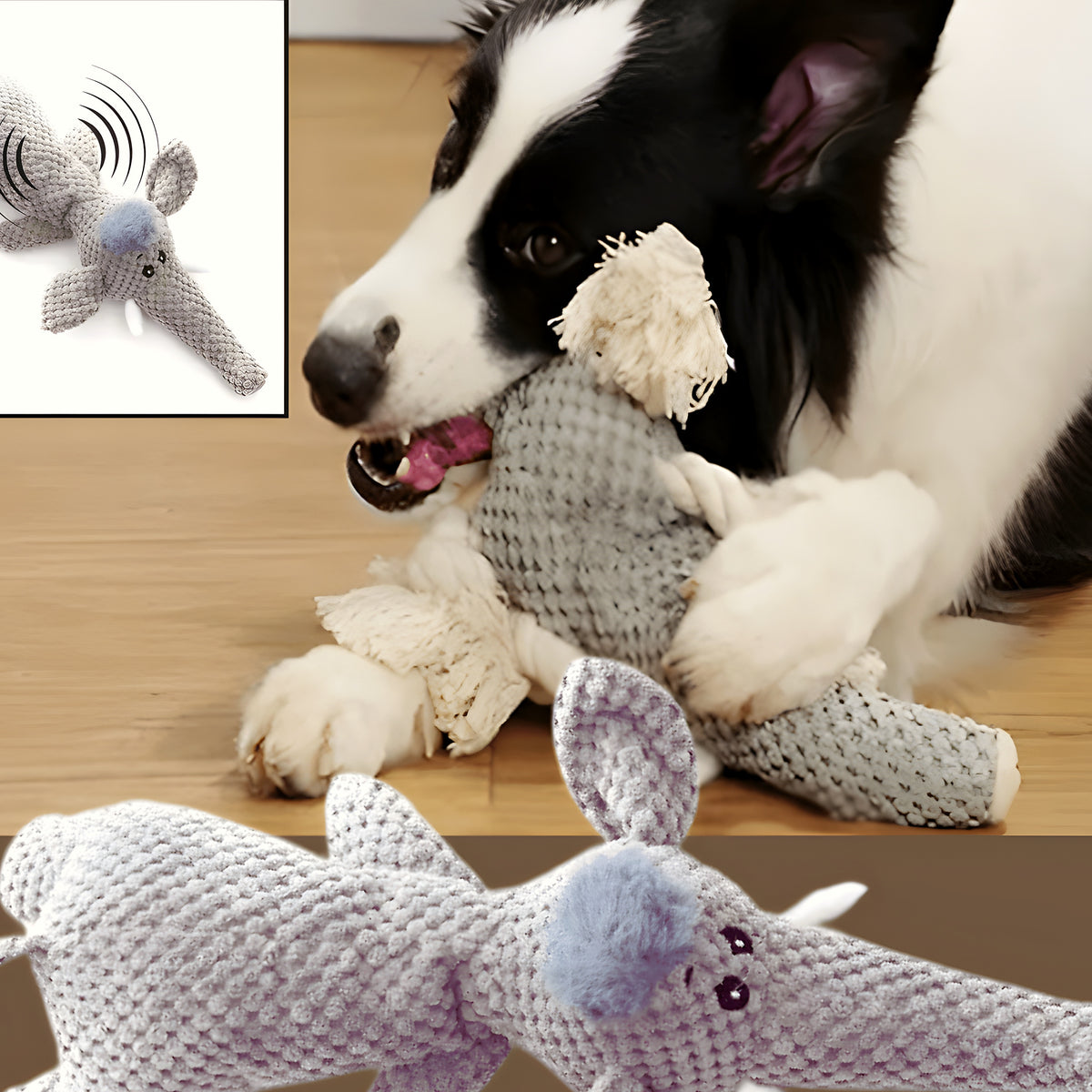 Peluche couineuse lion ou éléphant pour chien