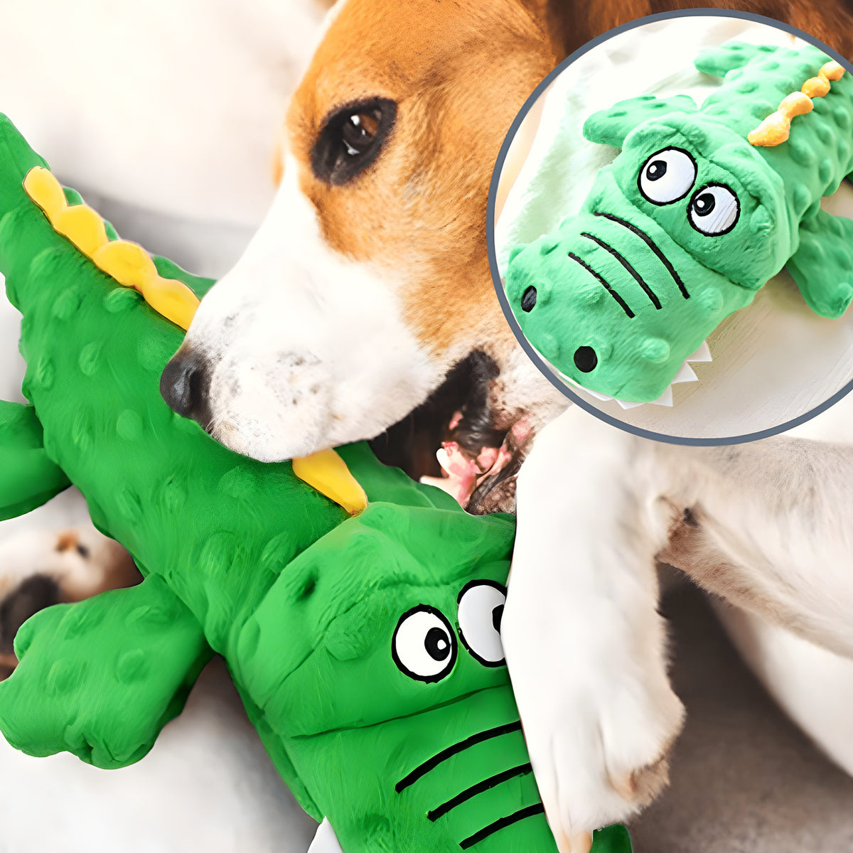 Peluche crocodile côtelée résistante pour chien