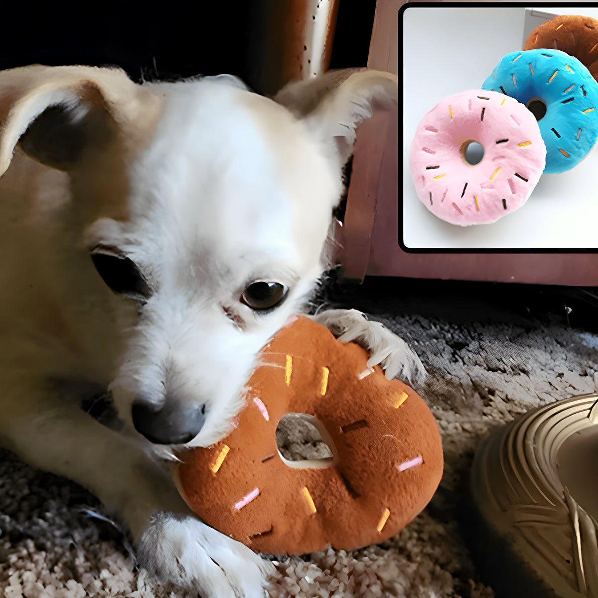 Peluche donut pour chiot et petit chien