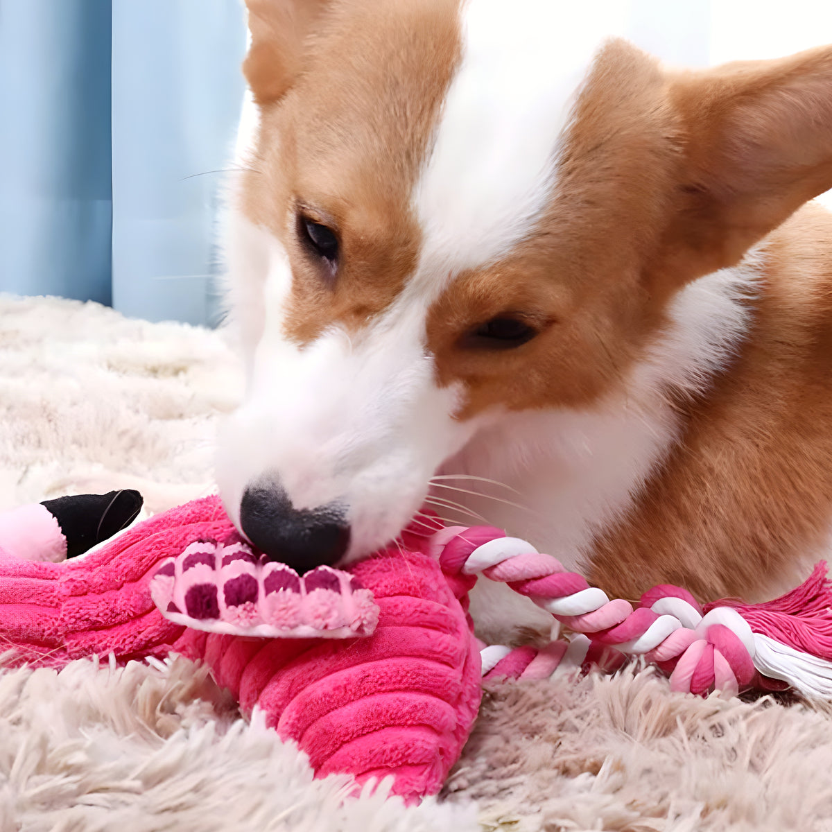 Peluche flamant rose pour chiot et petit chien