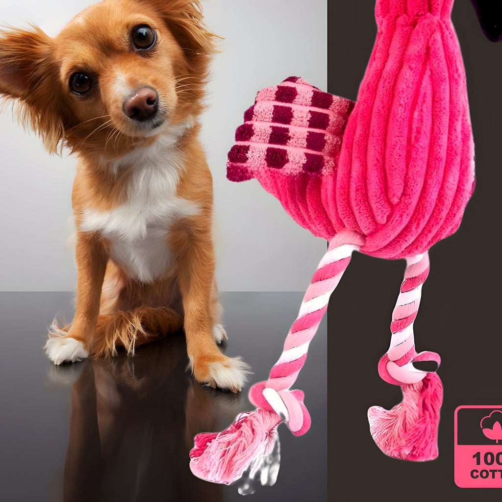 Peluche flamant rose pour chiot et petit chien