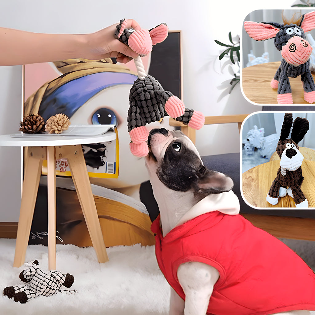 Peluche interactive âne, chien ou girafe pour chien