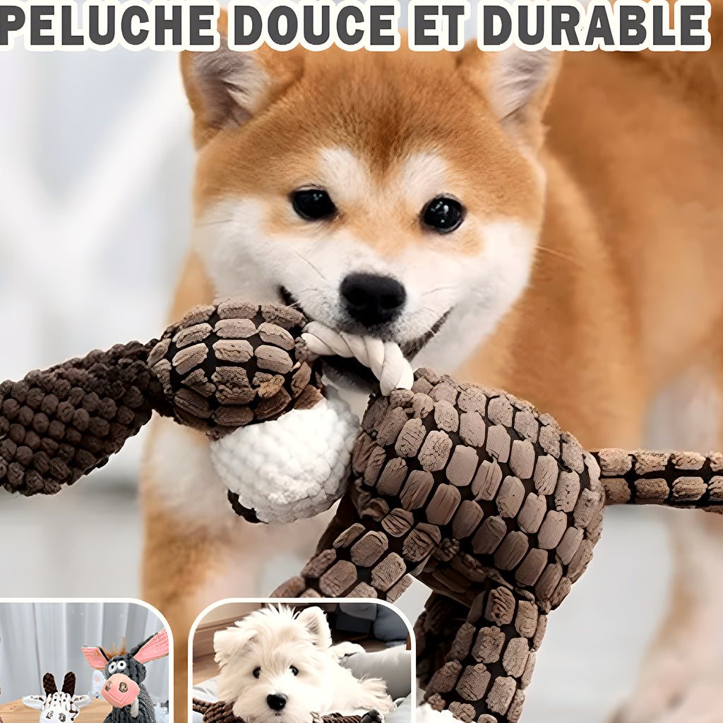 Peluche interactive âne, chien ou girafe pour chien