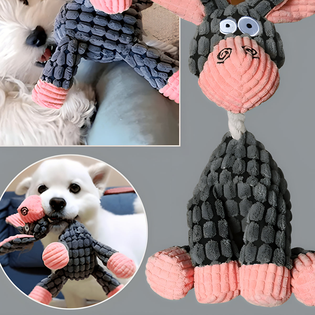 Peluche interactive âne, chien ou girafe pour chien