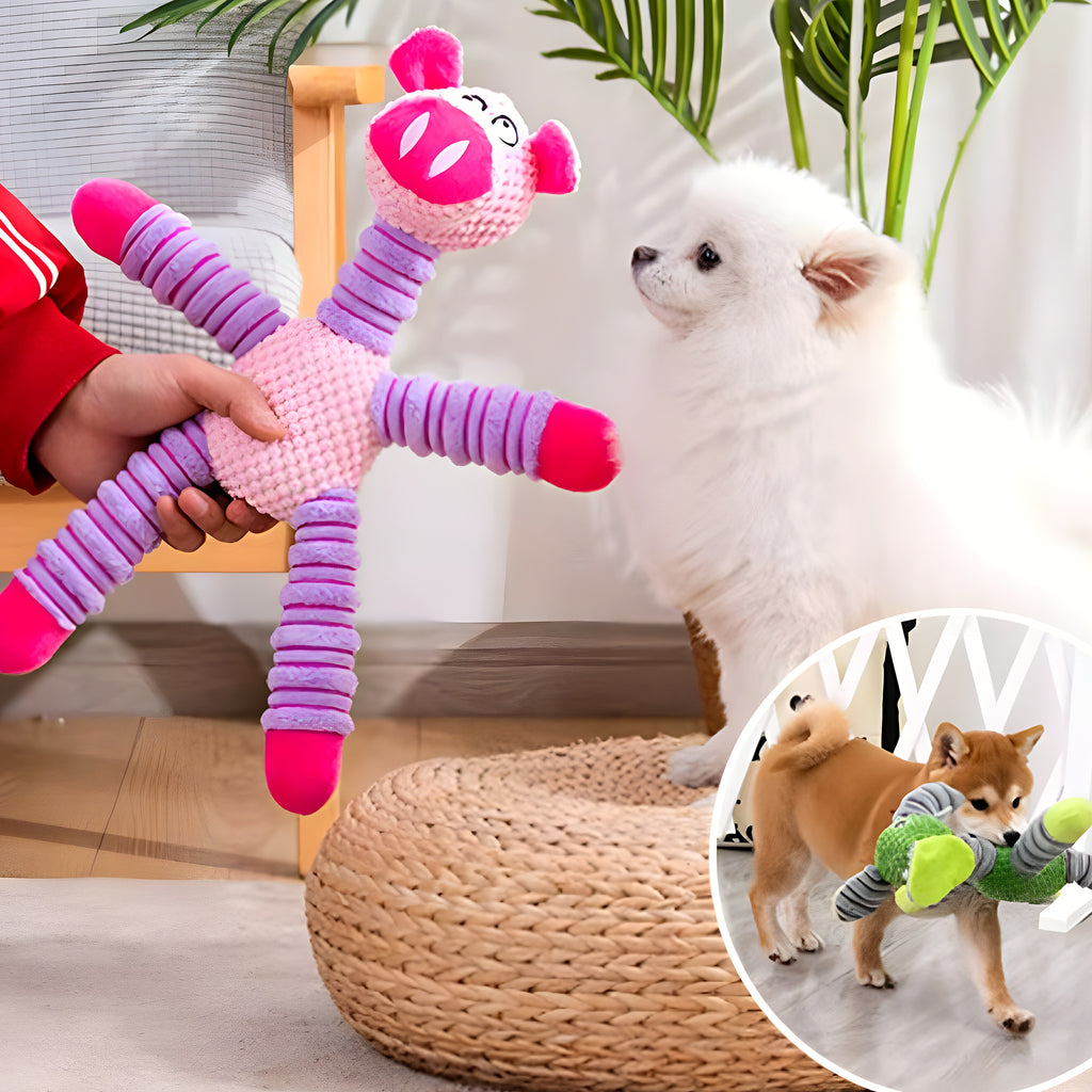 Peluche interactive cochon ou éléphant pour chien