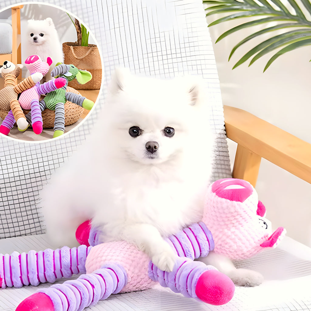 Peluche interactive cochon ou éléphant pour chien