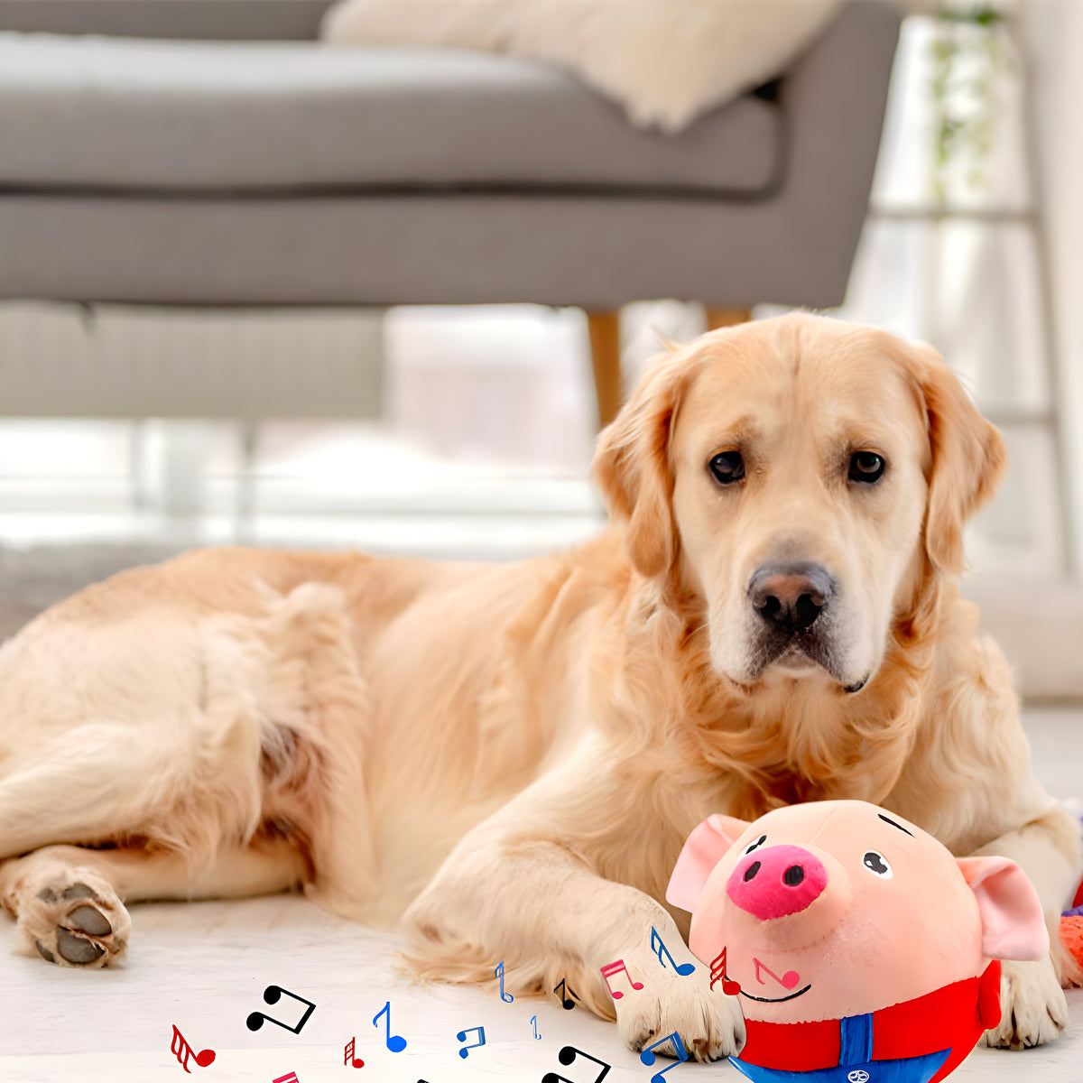 Peluche interactive rebondissante rechargeable pour chien