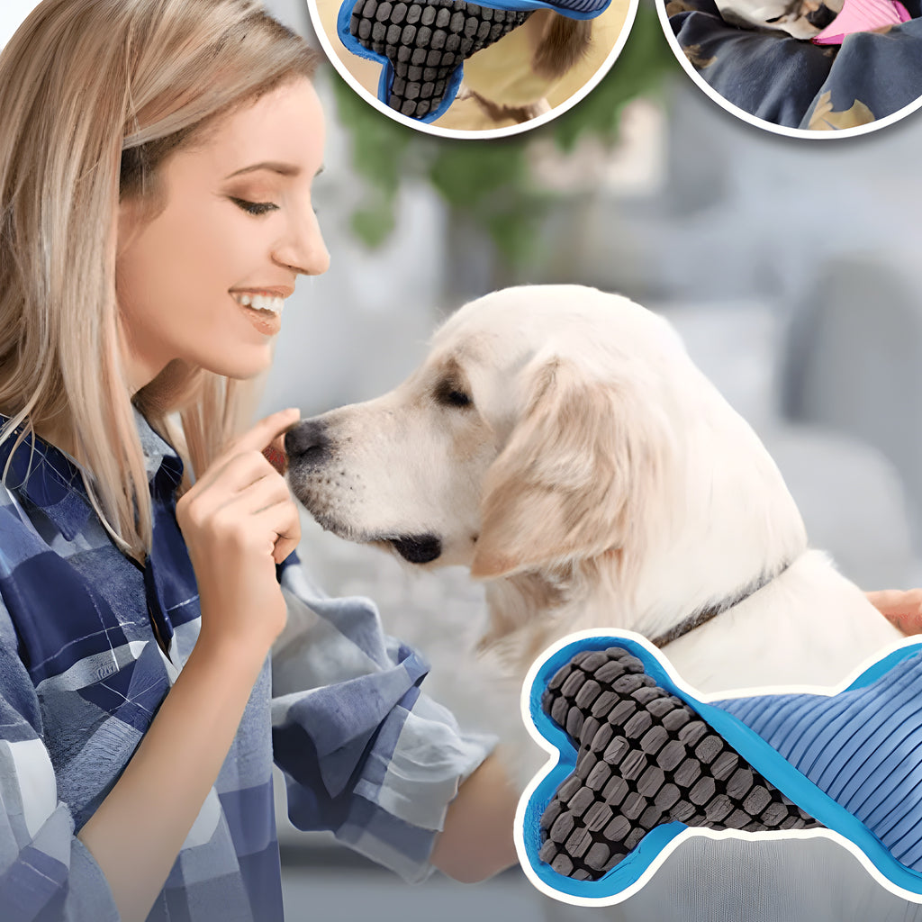 Peluche os couineuse en daim pour chien