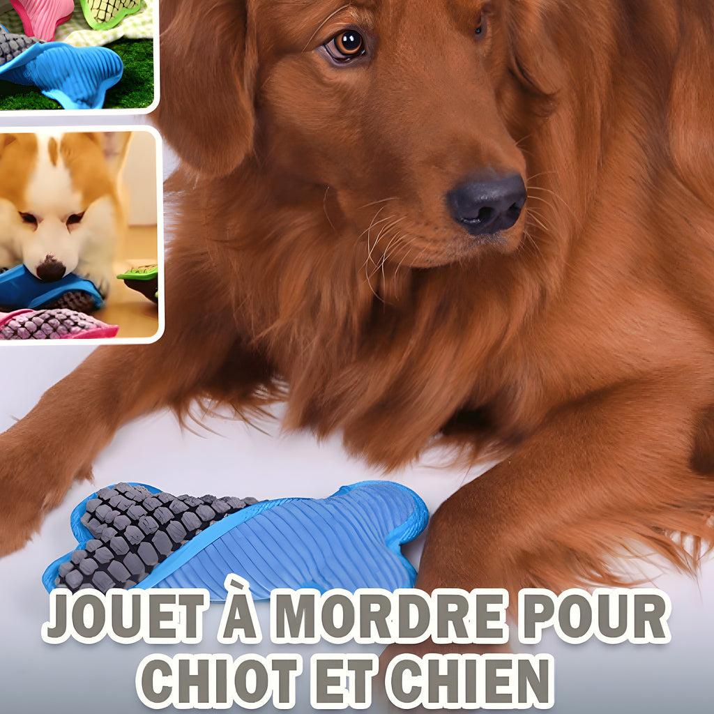 Peluche os couineuse en daim pour chien