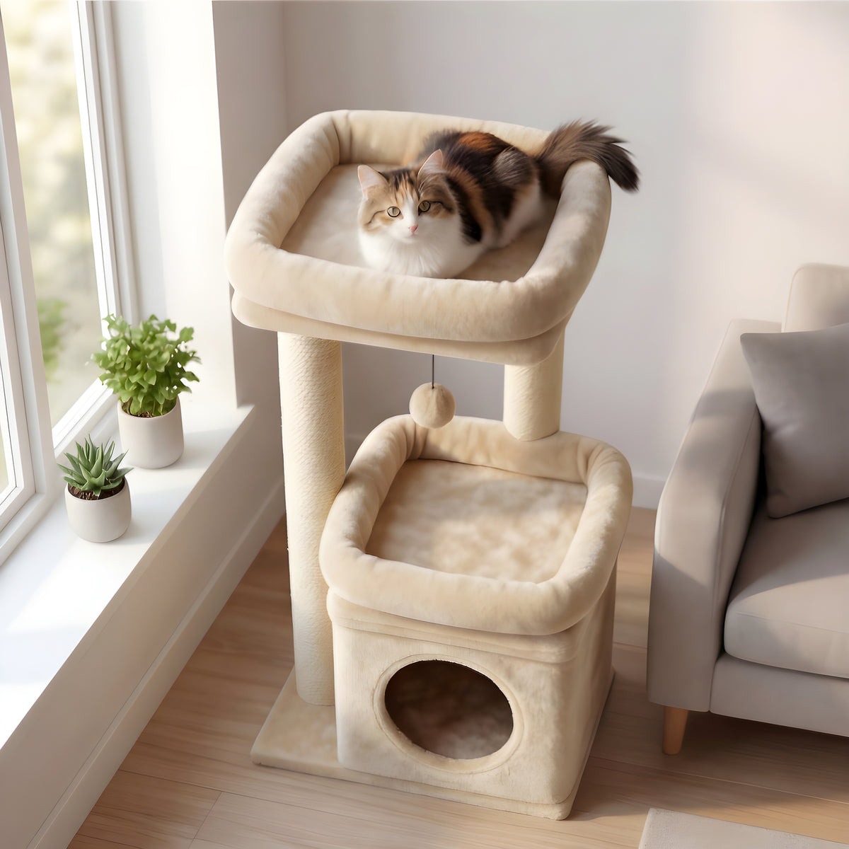Petit arbre à chat avec niche