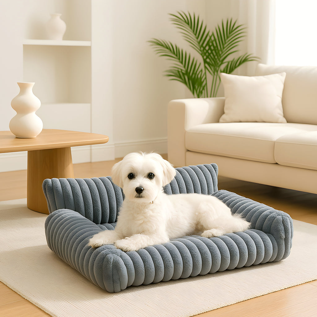 Petit canapé en peluche à 3 côtés pour chien, 4 coloris