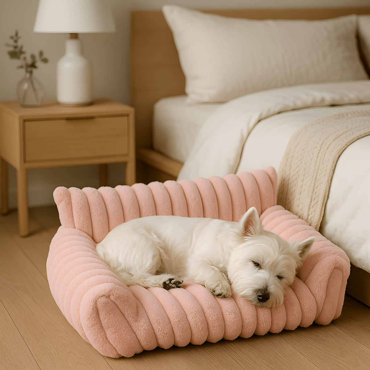 Petit canapé en peluche à 3 côtés pour chien, 4 coloris