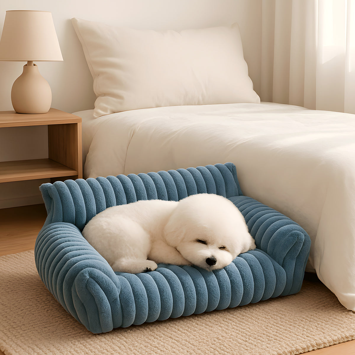 Petit canapé en peluche à 3 côtés pour chien, 4 coloris