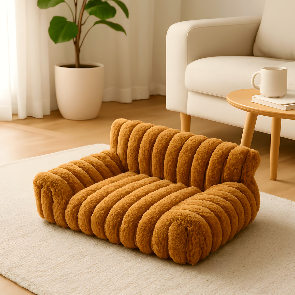 Petit canapé en peluche à 3 côtés pour chien, 4 coloris