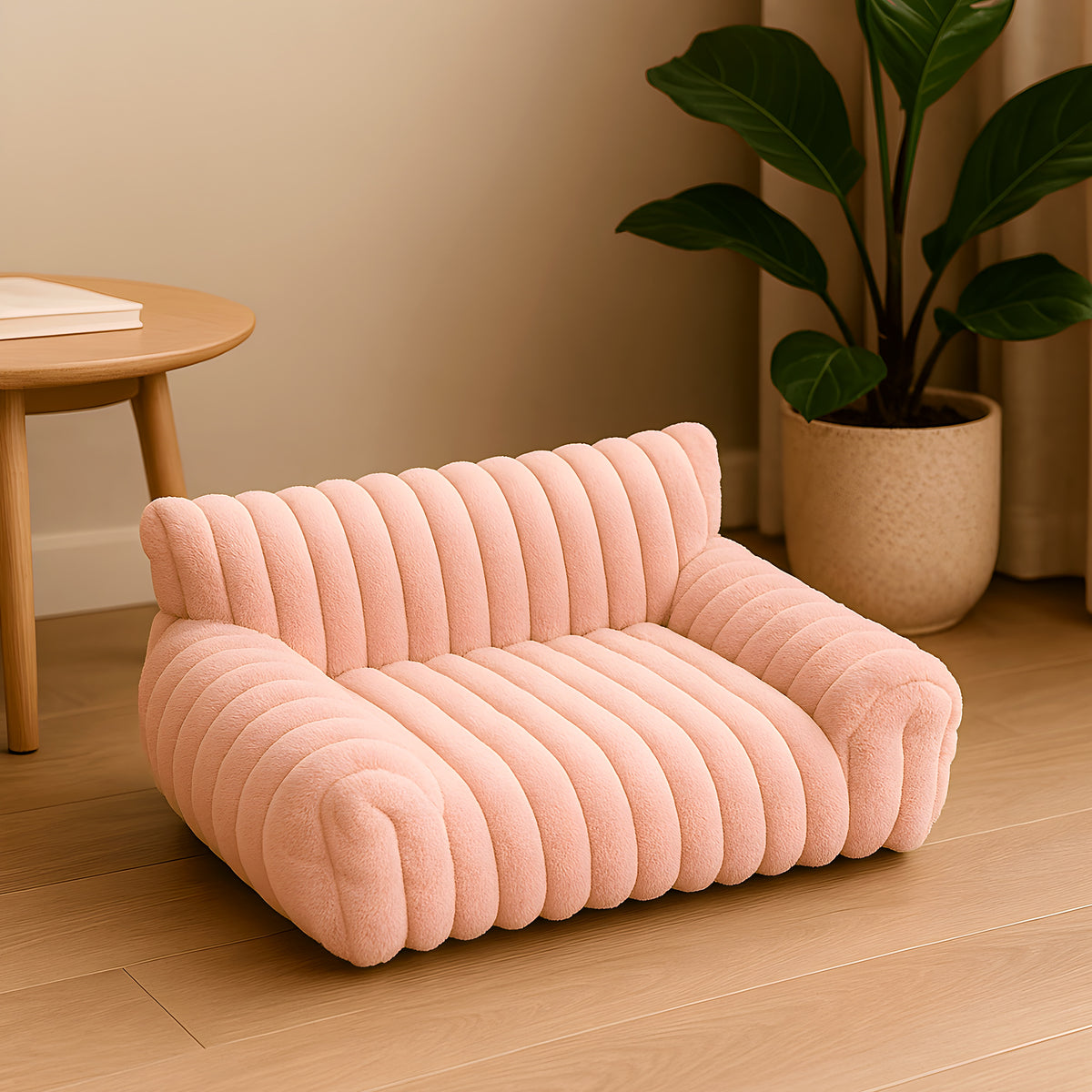 Petit canapé en peluche à 3 côtés pour chien, 4 coloris