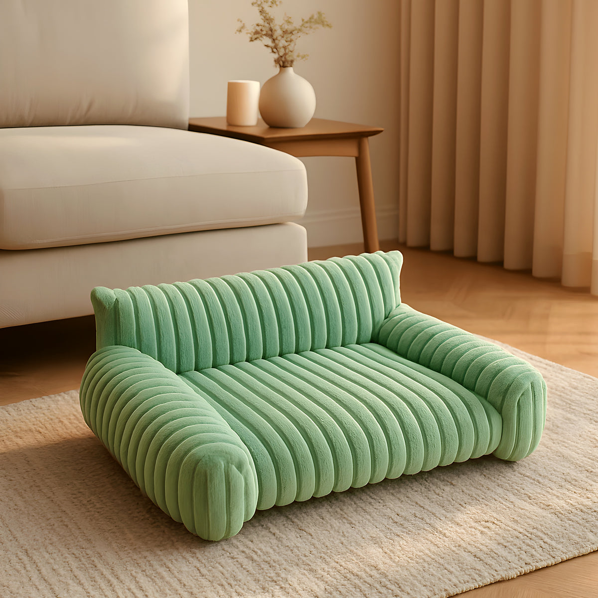 Petit canapé en peluche à 3 côtés pour chien, 4 coloris