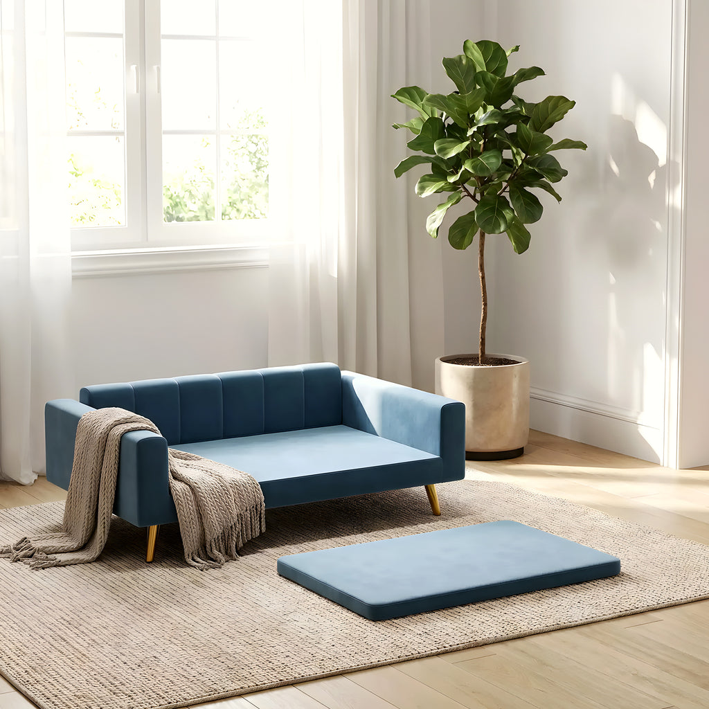 Petit canapé scandinave bleu pour chien