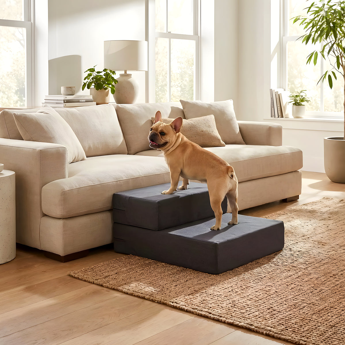 Petit escalier 2-en-1 en cuir PU pour chien, escalier ou matelas