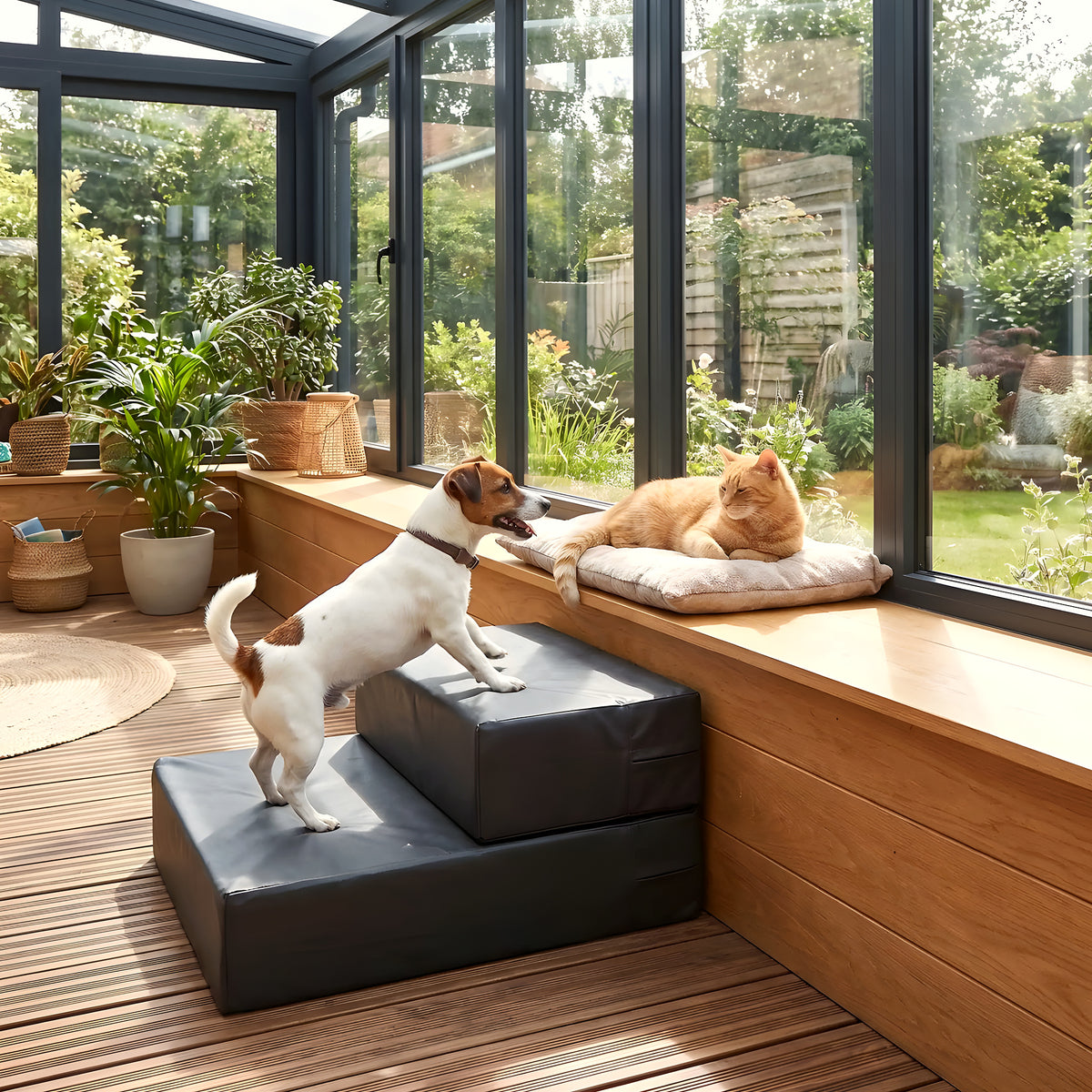Petit escalier 2-en-1 en cuir PU pour chien, escalier ou matelas