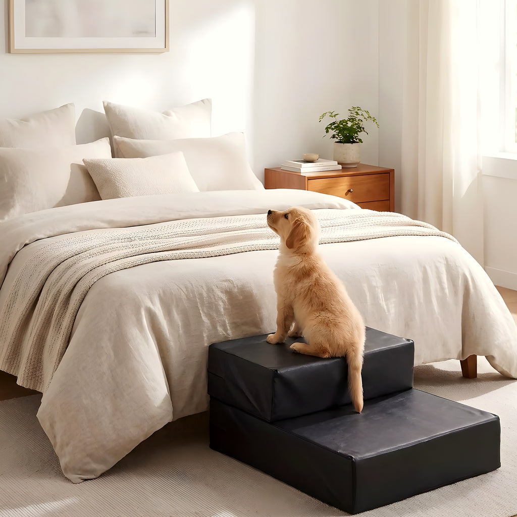 Petit escalier 2-en-1 en cuir PU pour chien, escalier ou matelas