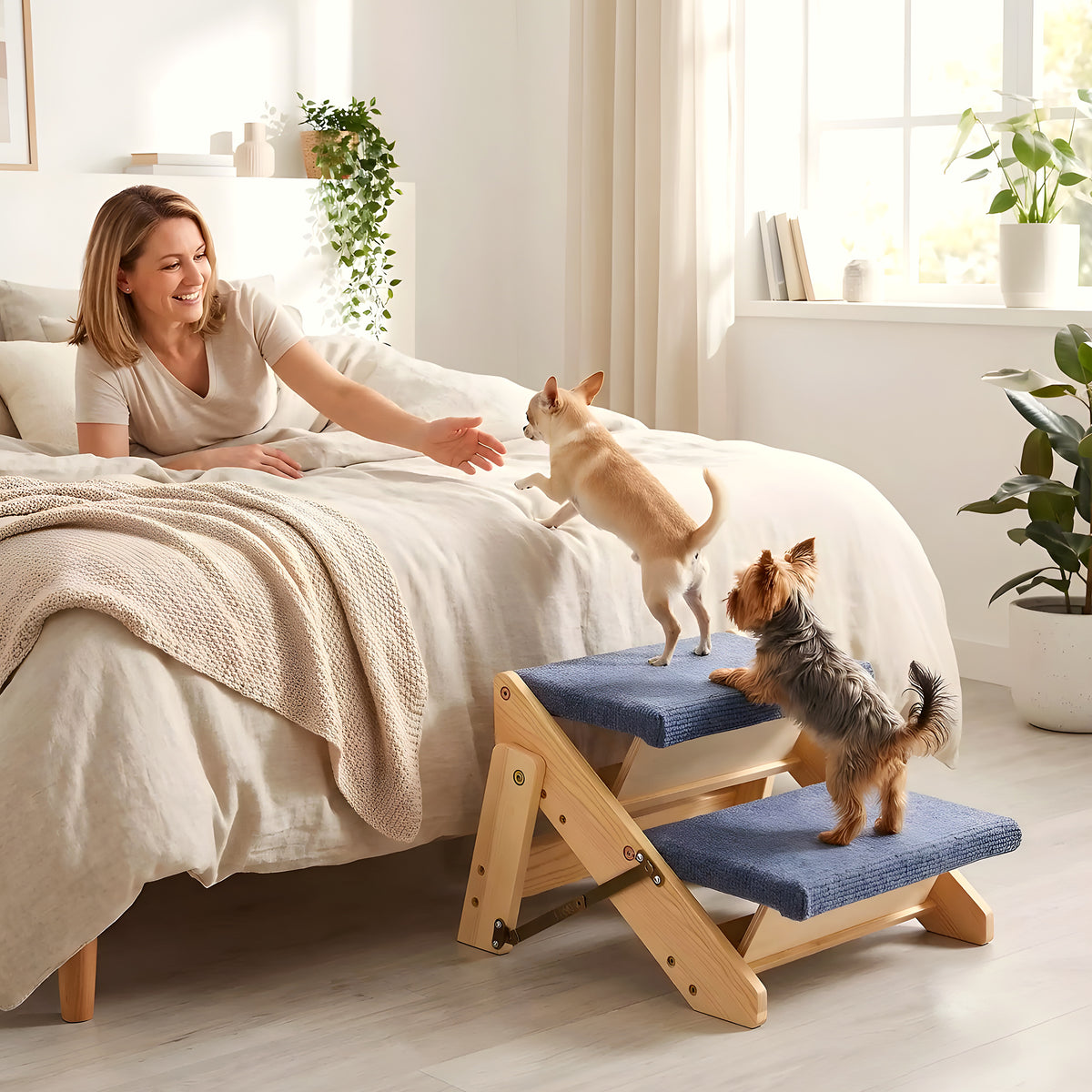 Petit escalier pliable en bois 2 marches pour chien
