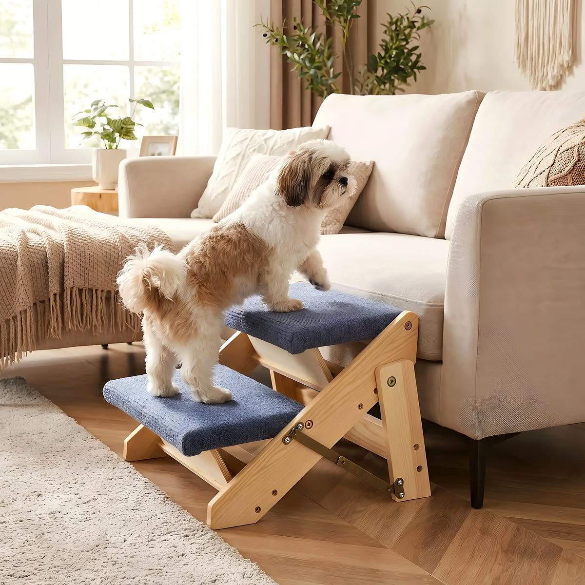Petit escalier pliable en bois 2 marches pour chien