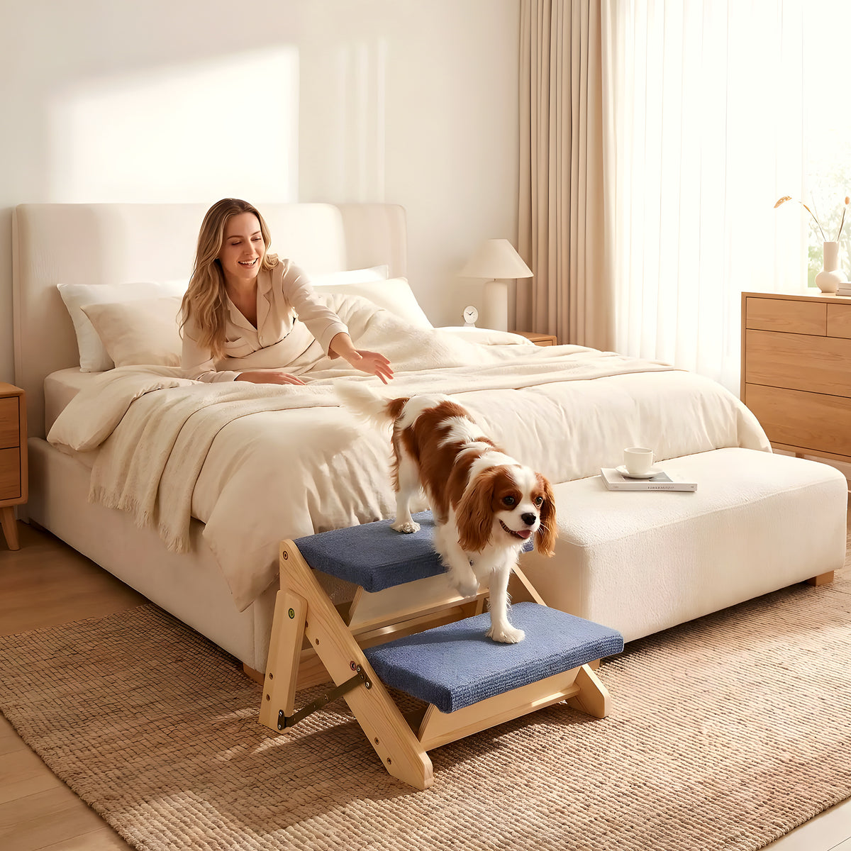 Petit escalier pliable en bois 2 marches pour chien