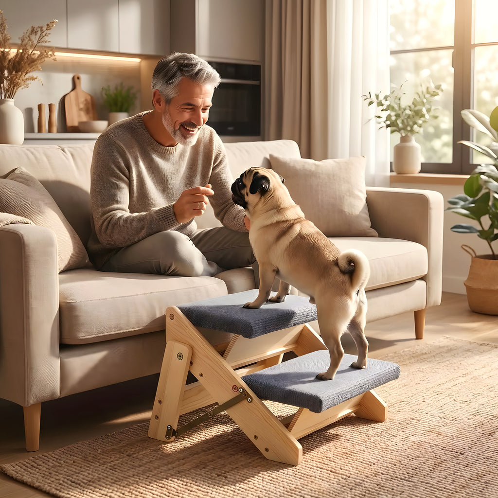 Petit escalier pliable en bois 2 marches pour chien