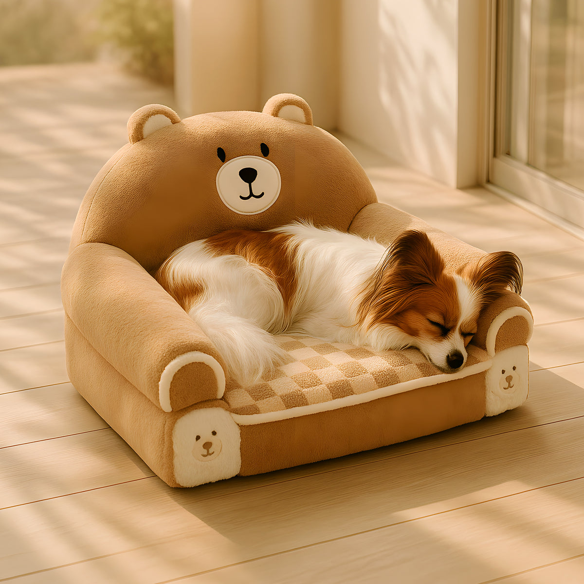 Petit fauteuil animalier en peluche pour chien