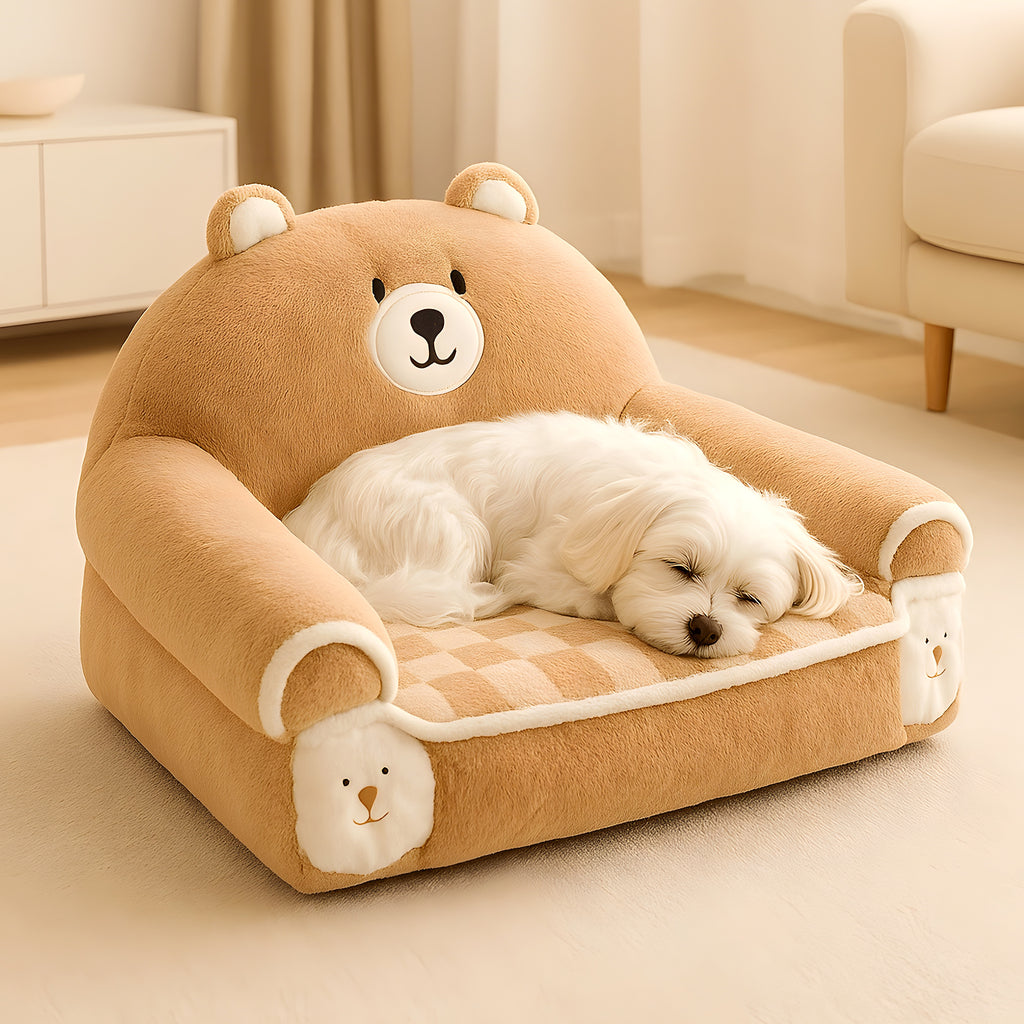 Petit fauteuil animalier en peluche pour chien