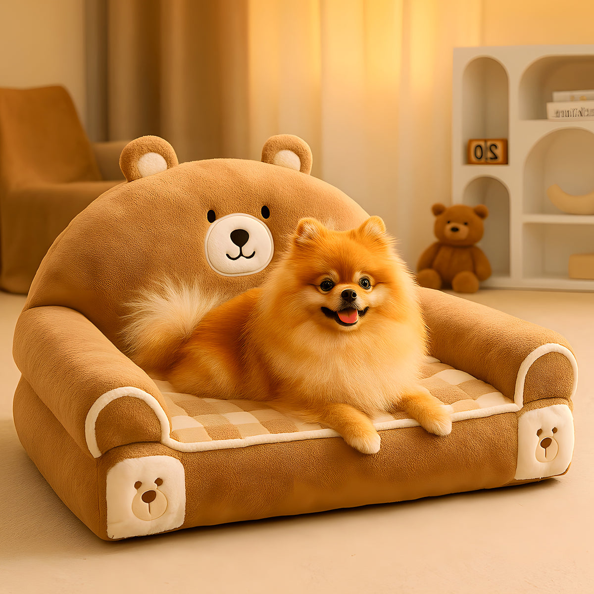 Petit fauteuil animalier en peluche pour chien