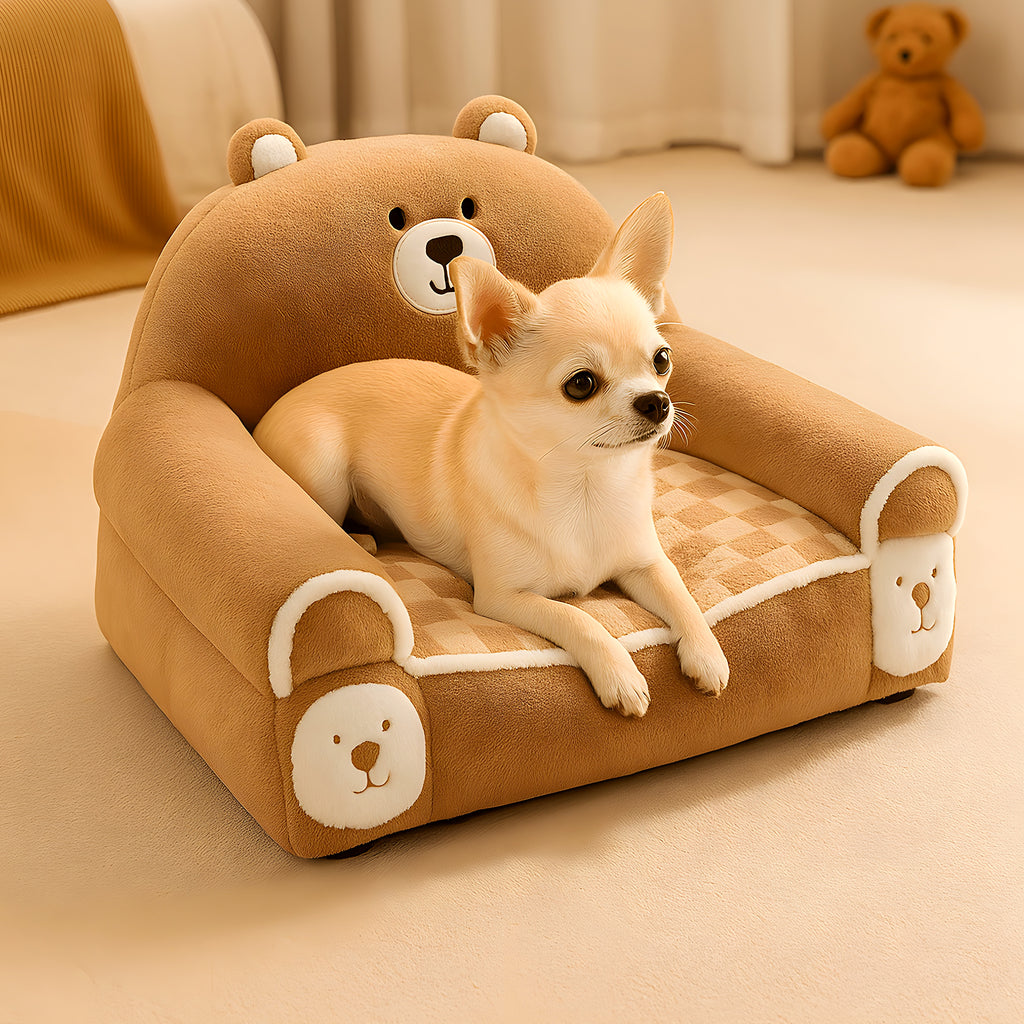 Petit fauteuil animalier en peluche pour chien