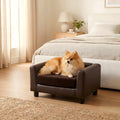 Petit fauteuil design en cuir vegan chocolat pour chien