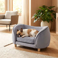 Petit fauteuil en velours gris pour chien