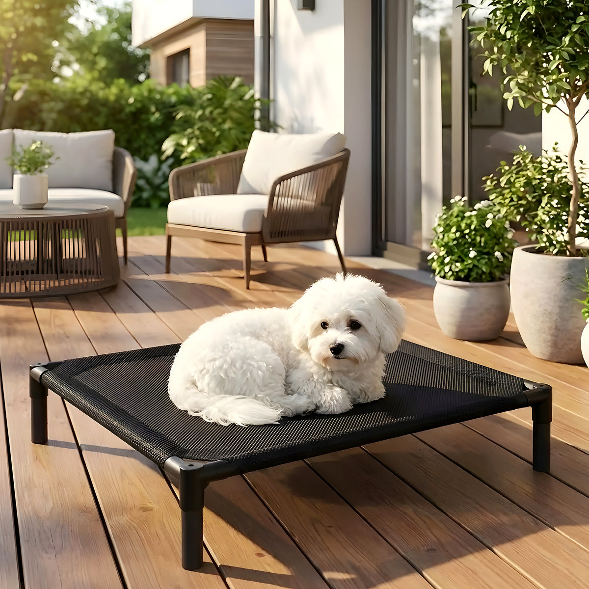 Petit lit de camp surélevé pour chien jusqu'à 15 kg