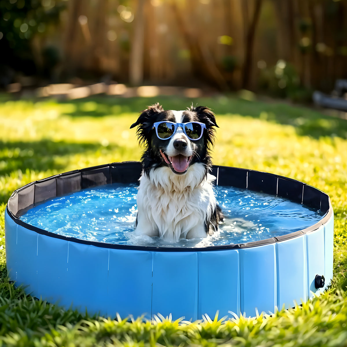 Piscine rigide pliable 80 cm rouge ou bleue pour chien