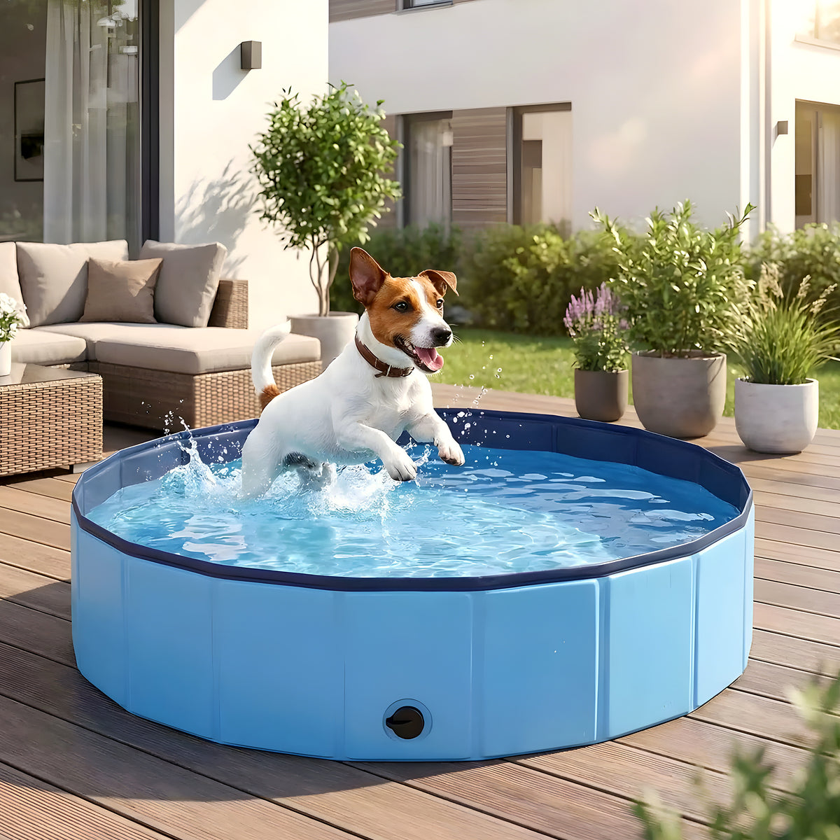 Piscine rigide pliable 80 cm rouge ou bleue pour chien
