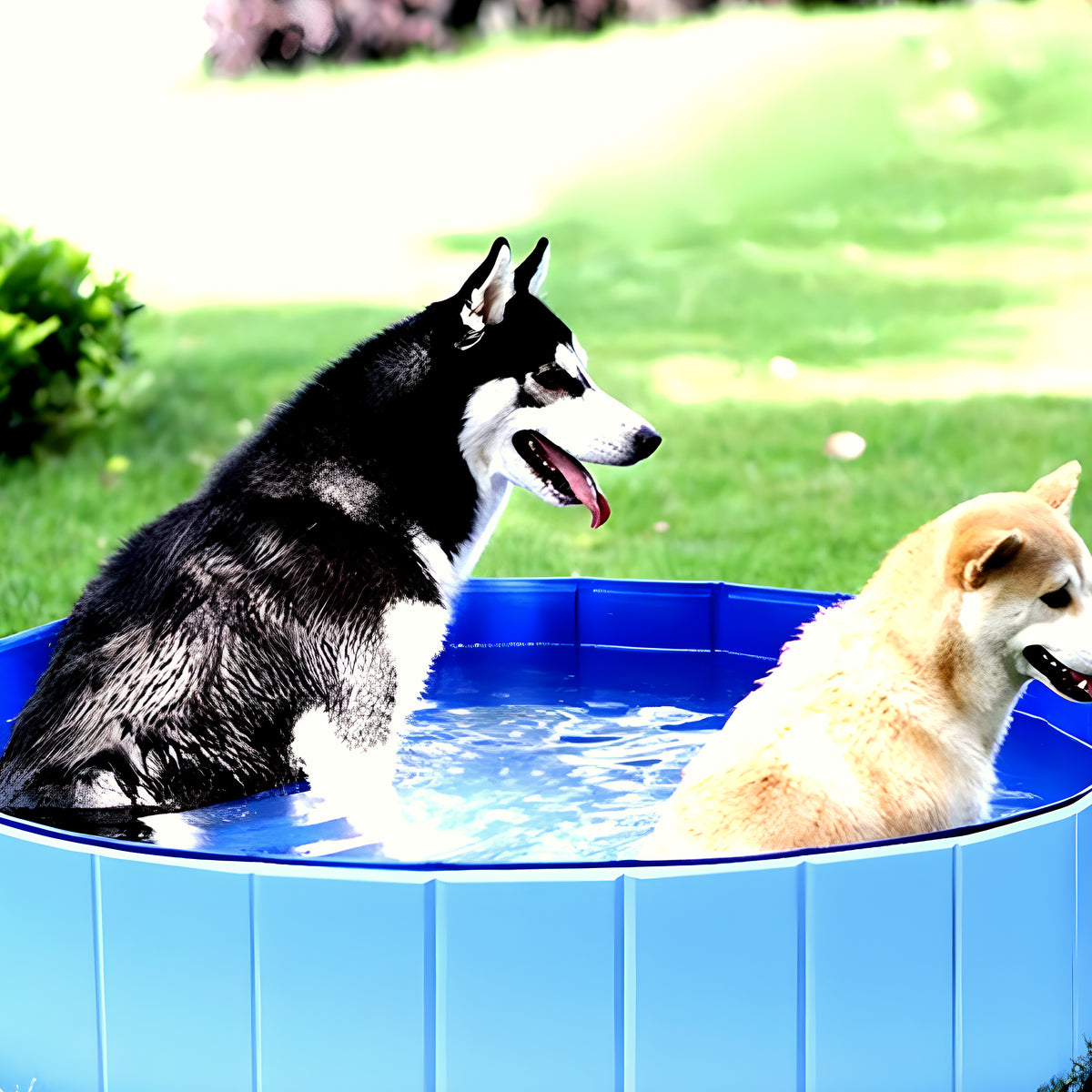 Piscine rigide pliable bleue pour chien, S à XL
