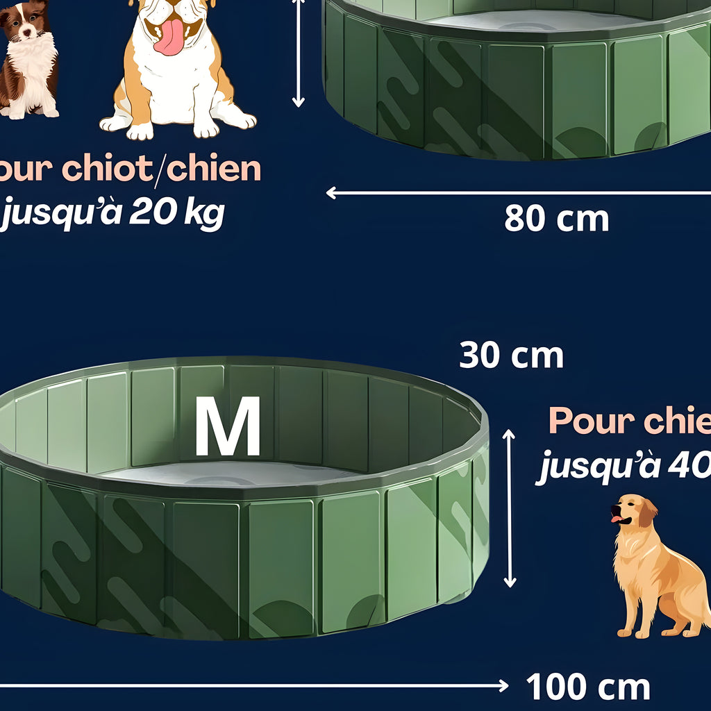Piscine rigide pliable sans gonflage pour chien, S ou M